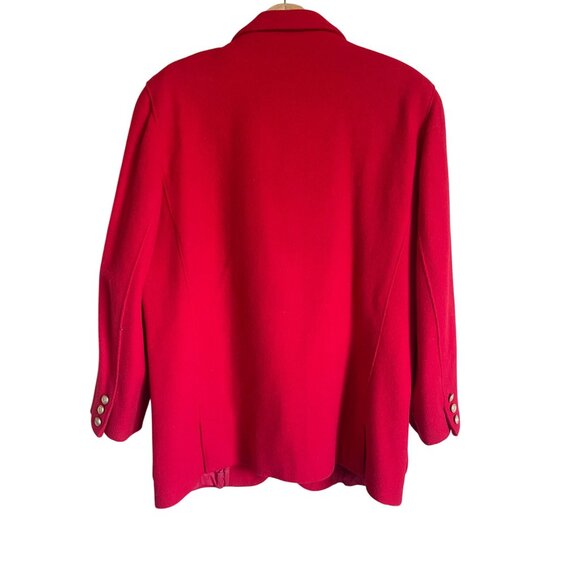 Vintage 90s Liz Sport Blazer Bright Red Wool Size 10 Academia - Picture 2 of 10